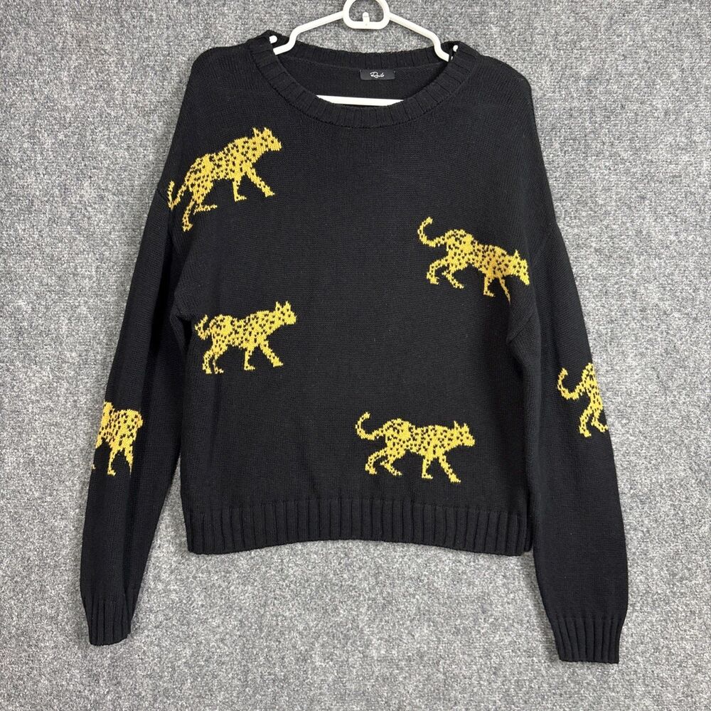 Rails Perci Black Jungle Cat Sweater Womens Size S